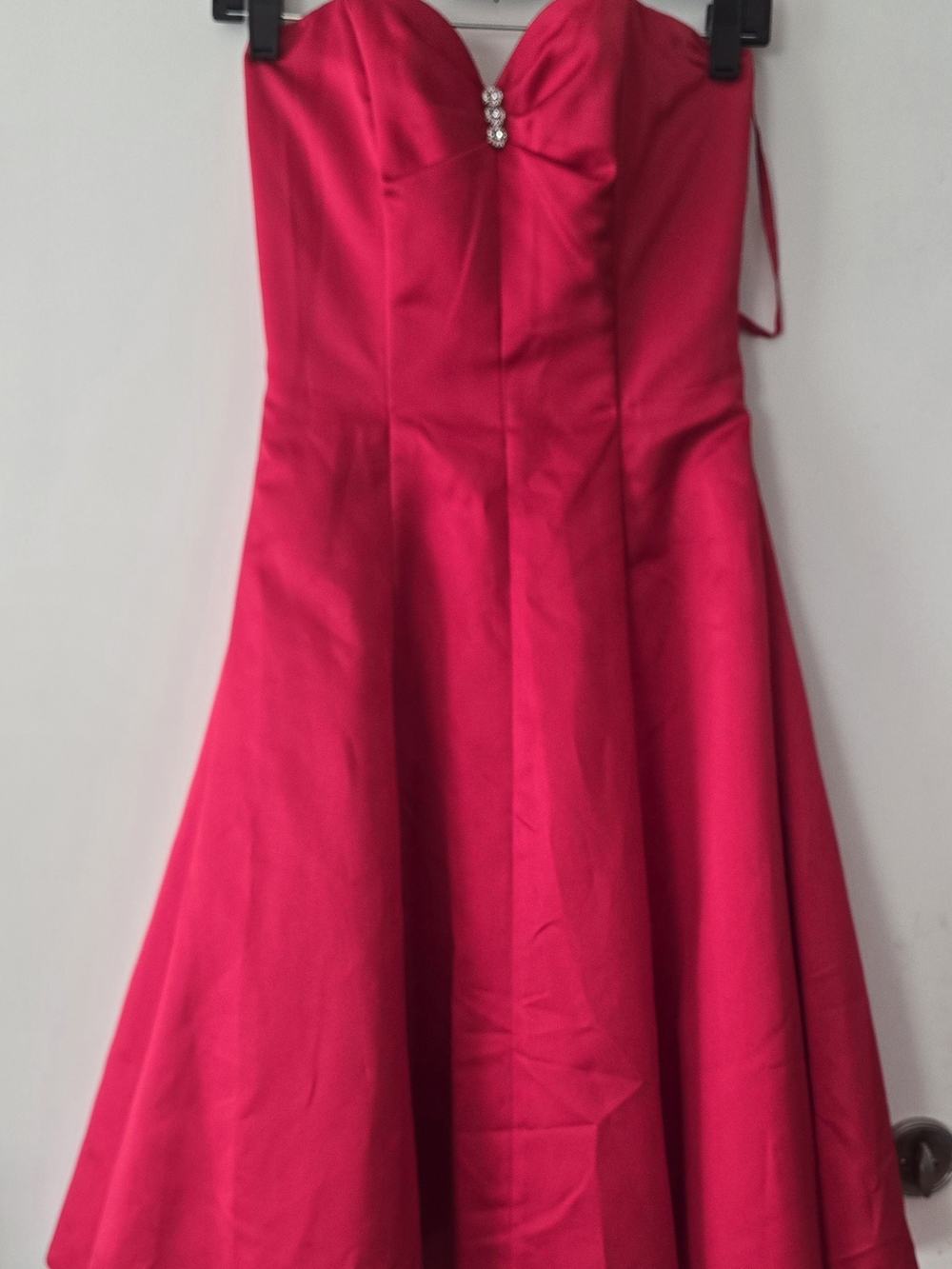 Perry Ellis Strapless Hot Pink Sweetheart Dress with Rhinestone Accent